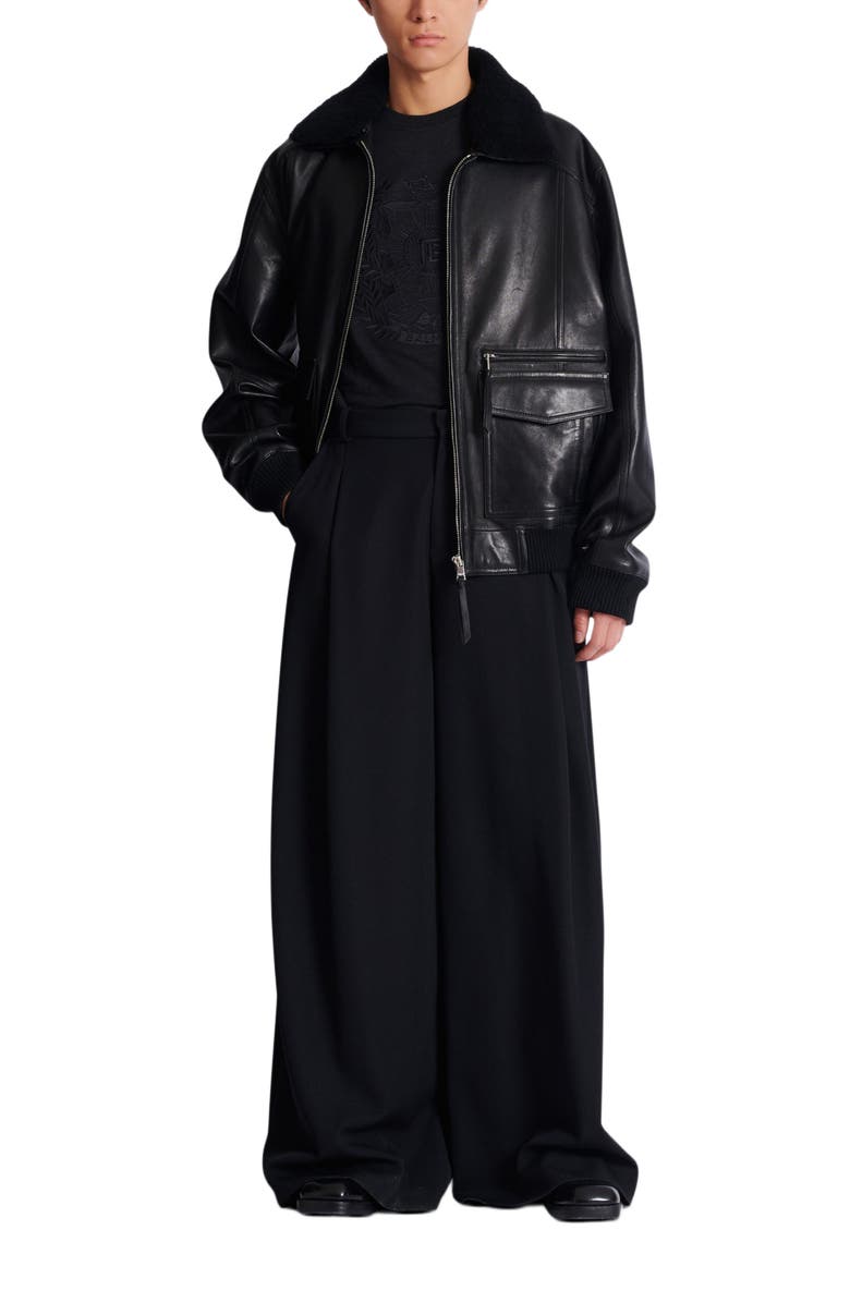 Balmain Écusson Embroidered Linen T-Shirt, Alternate, color, Black