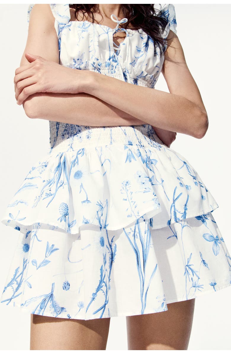 H&M Smocked-waist dress, Alternate, color, White/Blue Floral