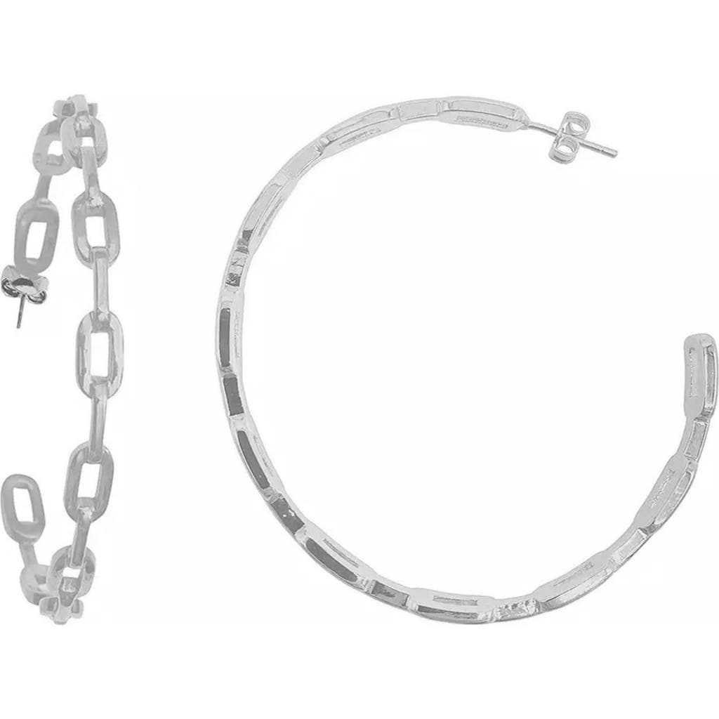 Adornia 14k Gold Plated Chain Link Hoop Earrings In Silver