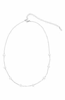 Tarnish Resistant Freshwater Pearl Station Chain Necklace