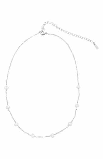 Tarnish Resistant Freshwater Pearl Station Chain Necklace