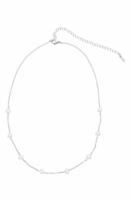 Tarnish Resistant Freshwater Pearl Station Chain Necklace