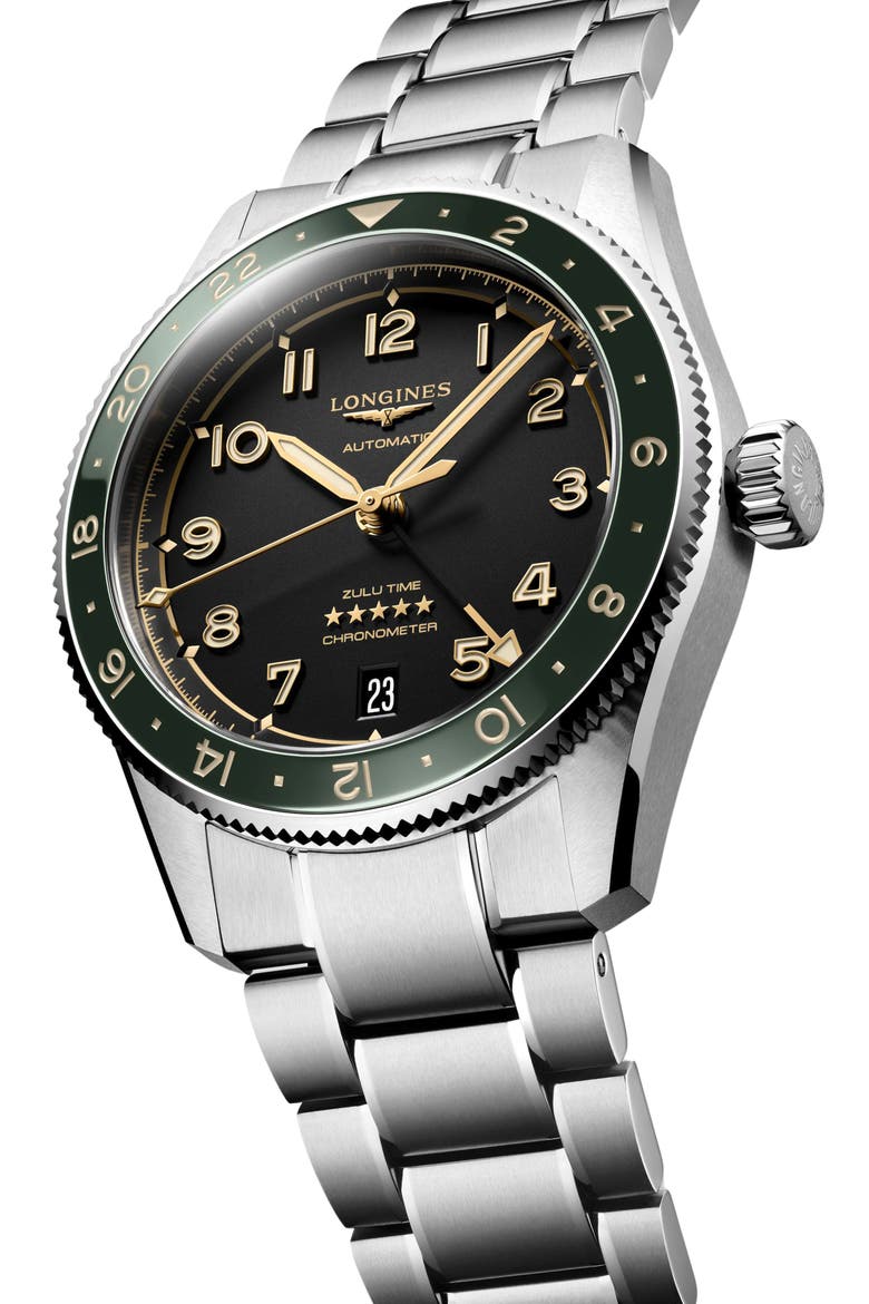 Spirit Zulu Bracelet Watch, 39mm, Alternate, color, SILVER/ANTHRACITE/GREEN