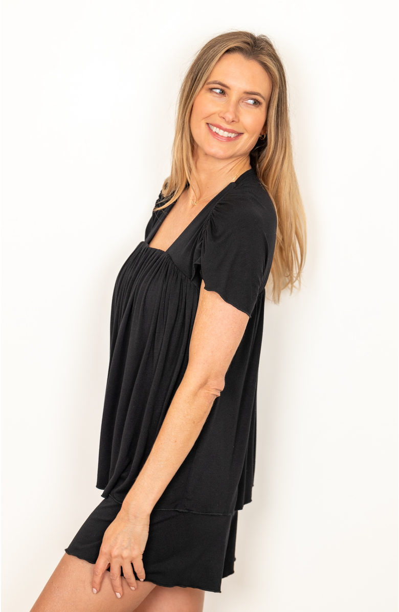 JJwinks SereniTee Built-In Shelf Short Sleeve Lounge & Sleep Top, Alternate, color, Black