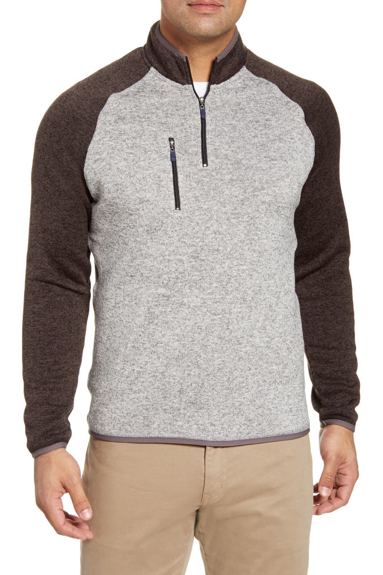 Alberta Water Resistant Quarter Zip Fleece Pullover, Main, color, BLACK/ LIGHT GRAY