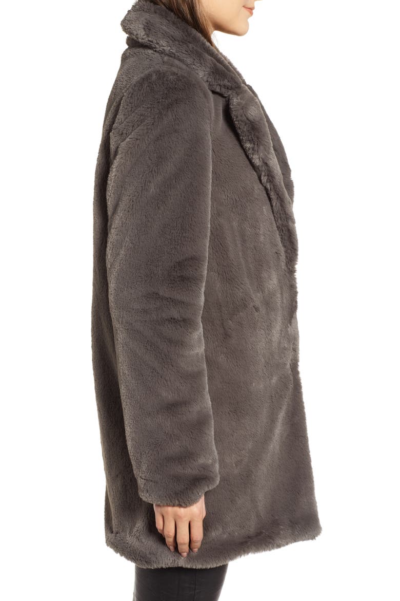 Faux Fur Coat, Alternate, color, GREY