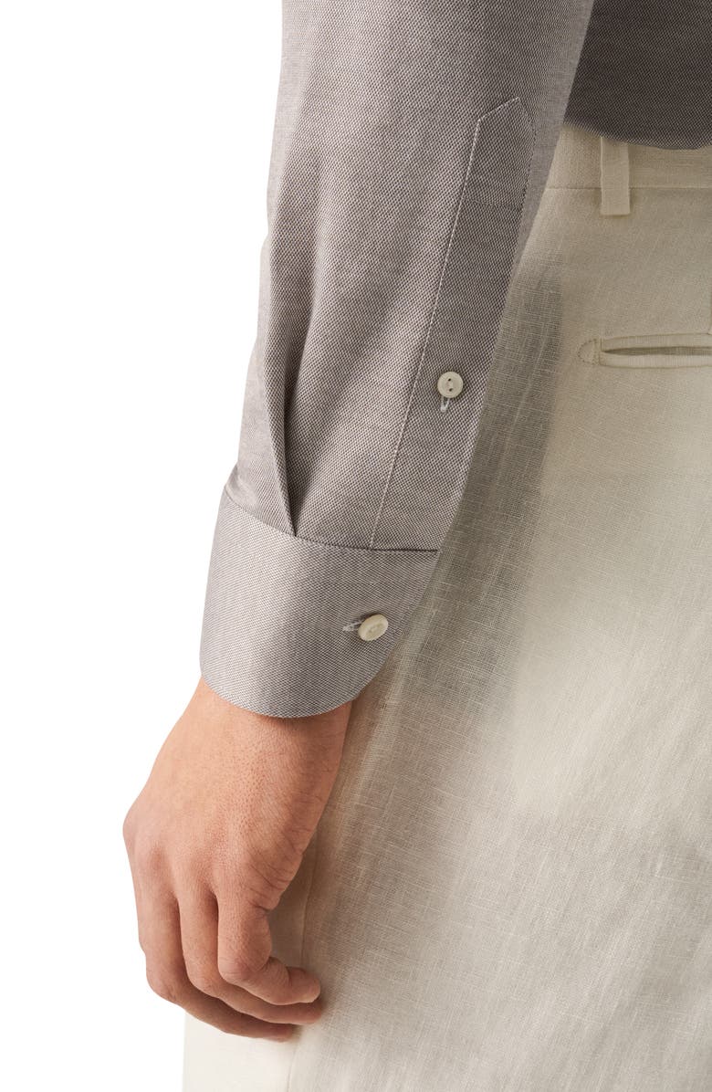 Eton Contemporary Fit Filo di Scozia Jersey Dress Shirt, Alternate, color, Medium Brown