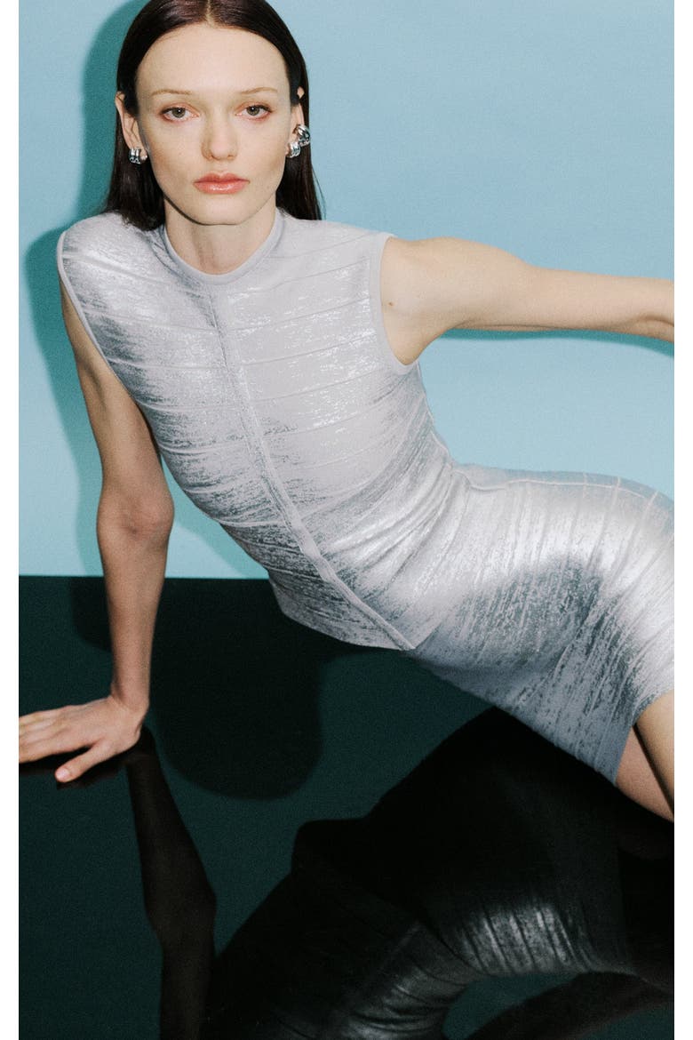 The Metallic Jenna Skirt, Alternate, color, SILVER FOIL