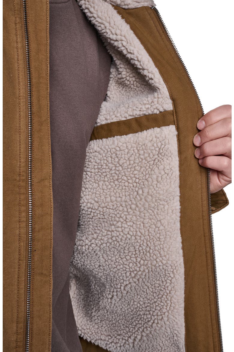 Western Utility Jacket with Faux Shearling Collar, Alternate, color, BROWN