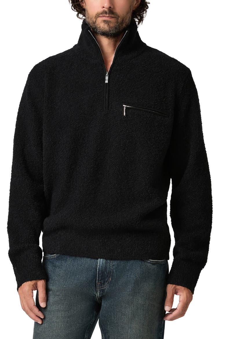 Donover Wool & Cashmere Blend Quarter Zip Sweater, Main, color, BLACK
