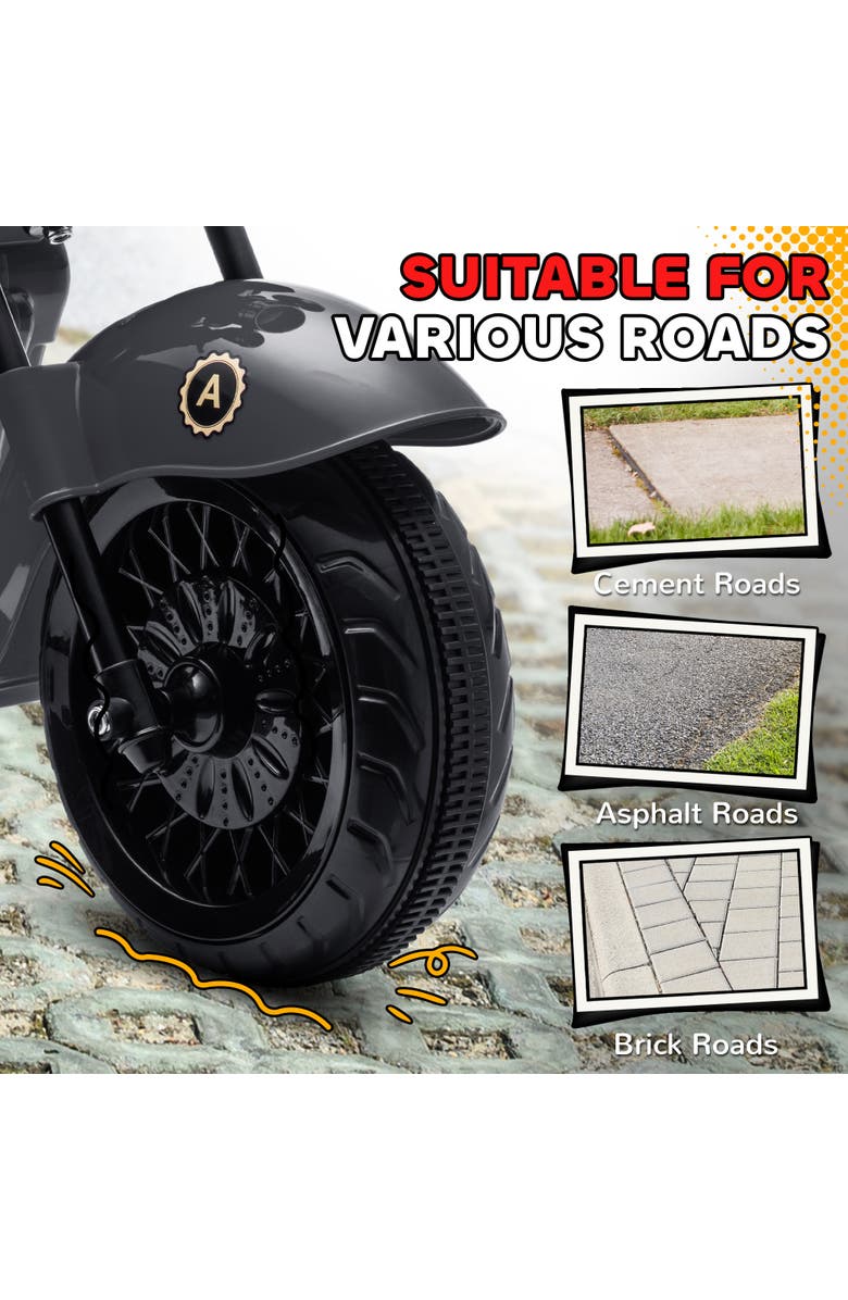 Qaba 6V Kids 3-Wheel Electric Motorcycle w/ Headlights, Music, Alternate, color, Gray