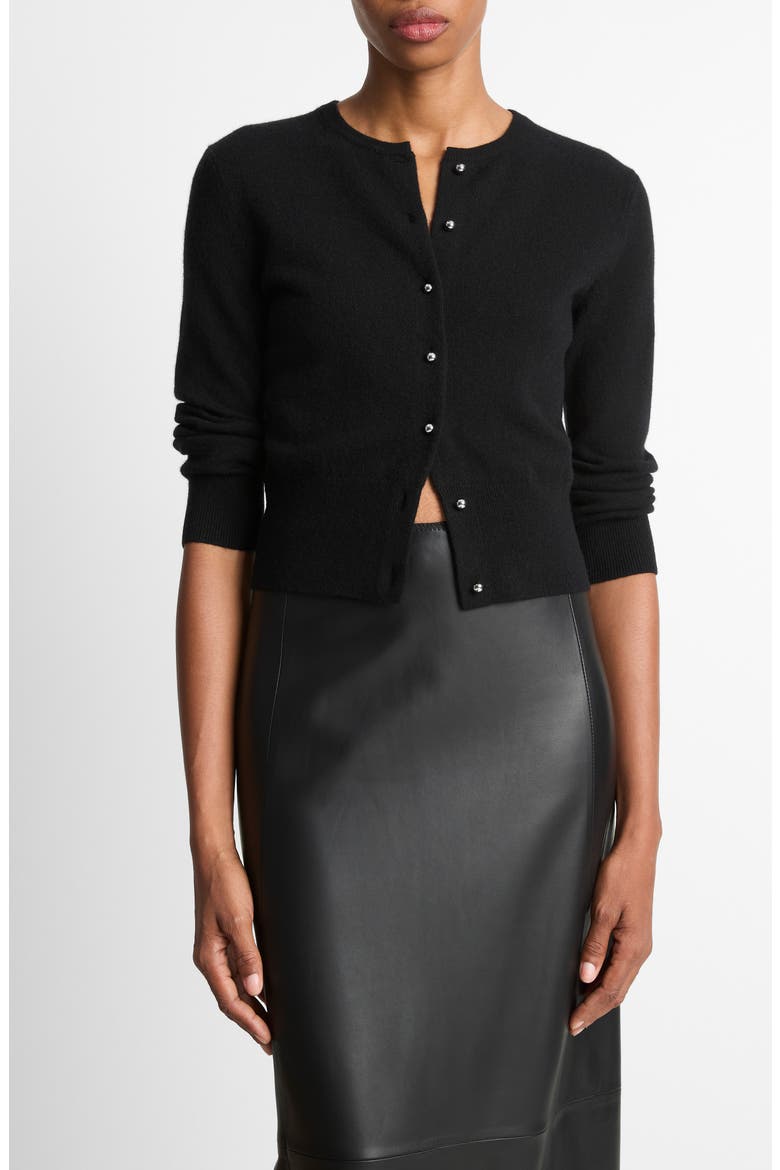 Wool & Cashmere Blend Cardigan, Main, color, BLACK