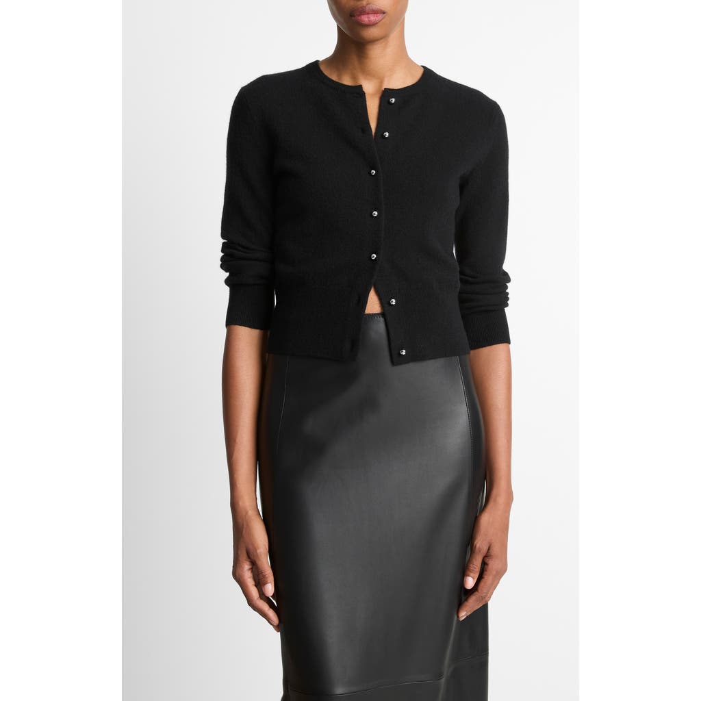 Vince Wool & Cashmere Blend Cardigan In Black