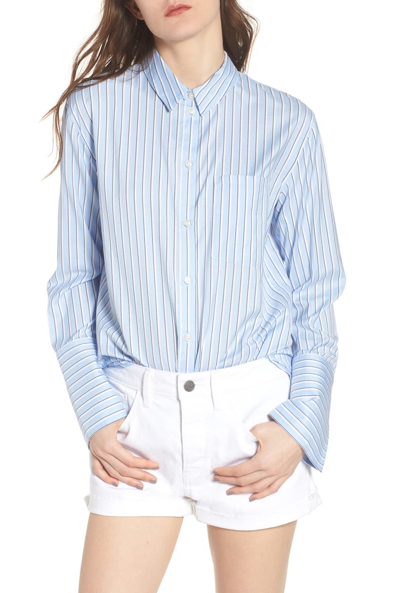Stripe Button Front Shirt, Main, color, BLUE BRUNNERA GROOVE STRIPE