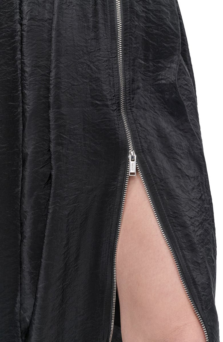 DKNY Zip Front Crinkled Satin Skirt, Alternate, color, 