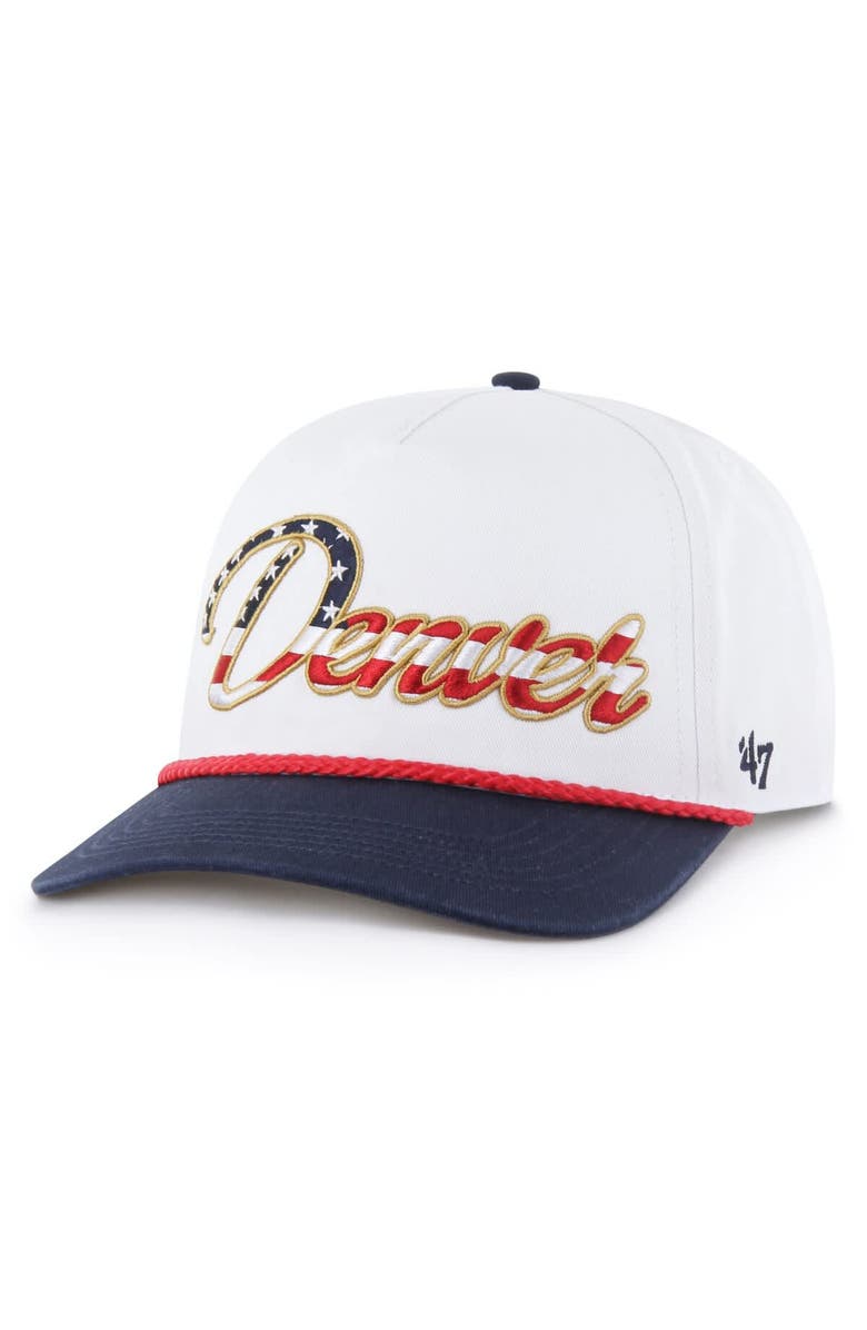 '47 Men's '47 White Denver Broncos Patriotic Overhand Hitch Adjustable Hat, Main, color, White