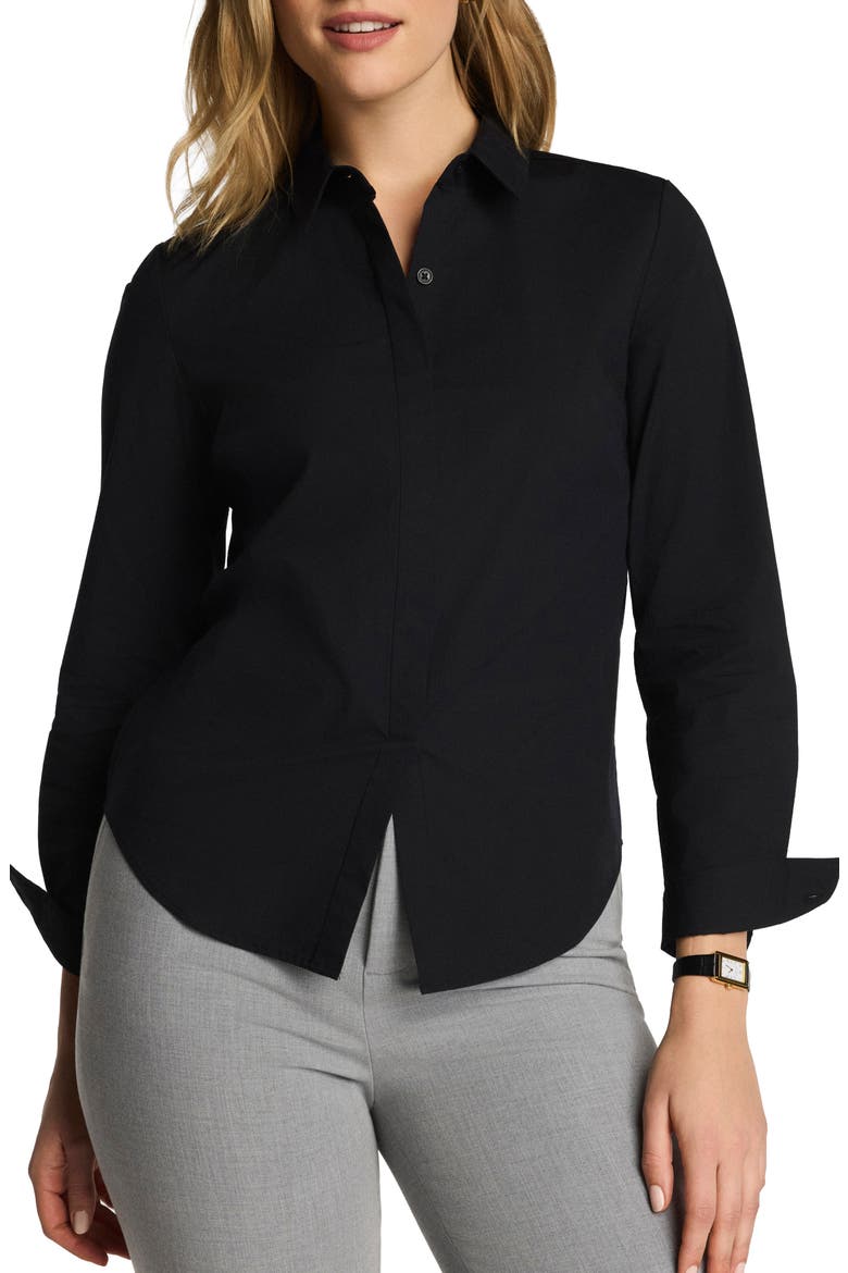 No Gape Button Down Shirt, Main, color, CLASSIC BLACK