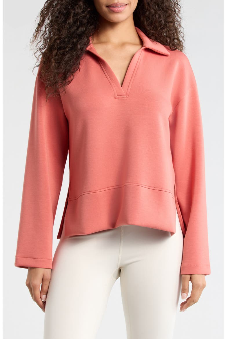 AirEssentials Scuba Knit Polo Top, Main, color, CLAY