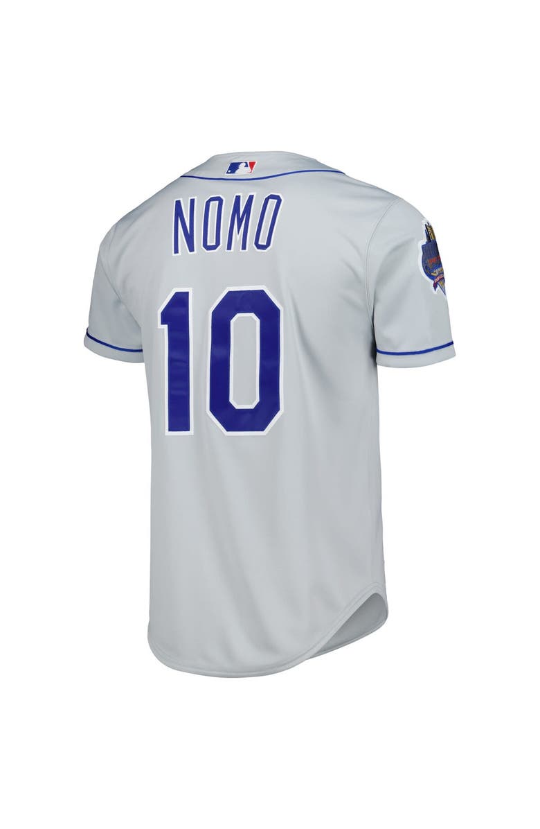 Mitchell & Ness Men's Mitchell & Ness Hideo Nomo Gray Los Angeles Dodgers Cooperstown Collection Authentic Jersey, Alternate, color, 