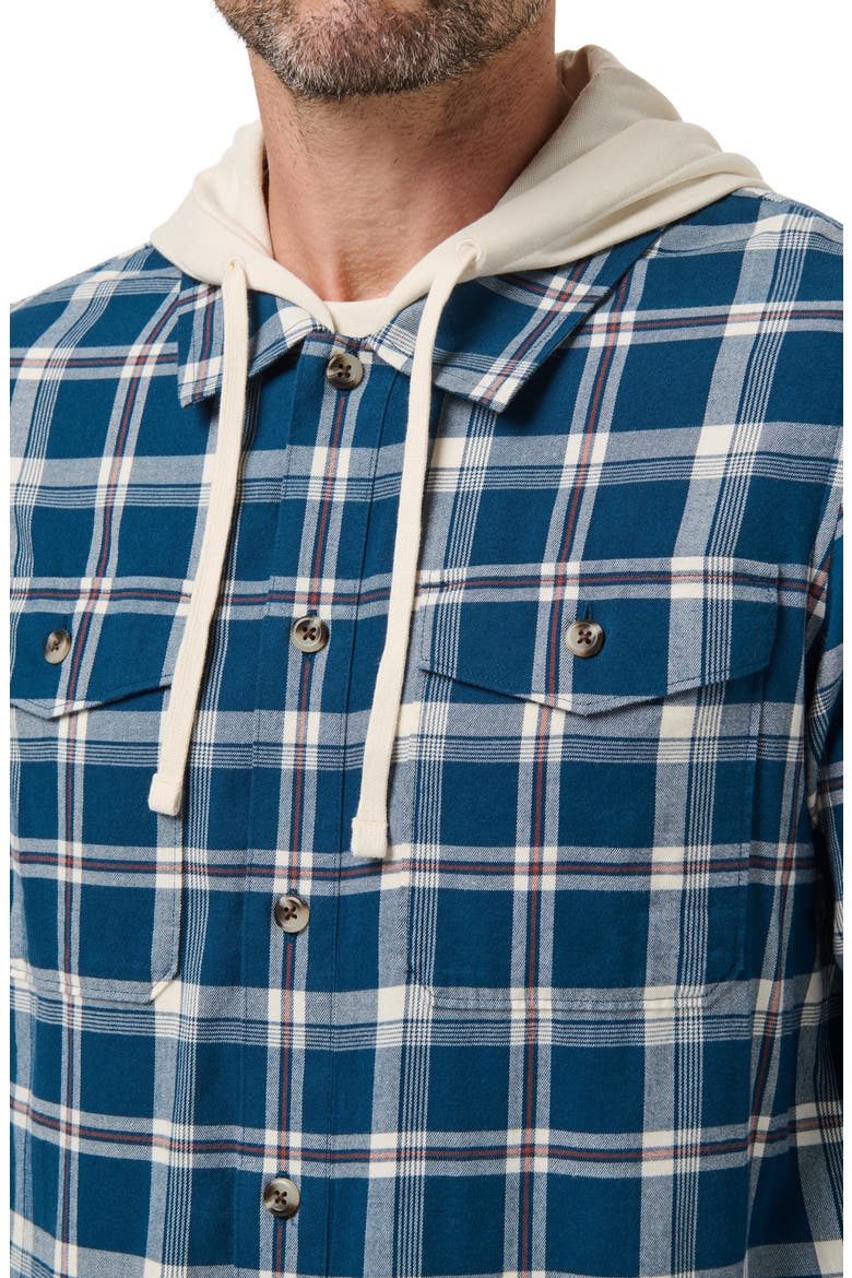 Cloud Plaid Flannel Hooded Button-Up Shirt, Alternate, color, TITAN