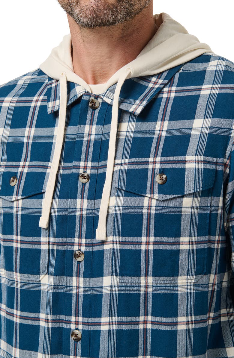TravisMathew Cloud Plaid Flannel Hooded Button-Up Shirt, Alternate, color, 