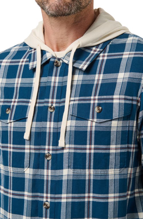 Travismathew Cloud Plaid Flannel Hooded Button-up Shirt In Blue