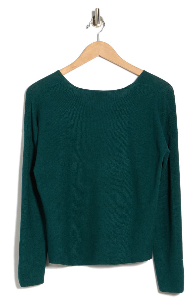 Eileen Fisher Organic Linen & Organic Cotton V-Neck Sweater, Alternate, color, Aegean