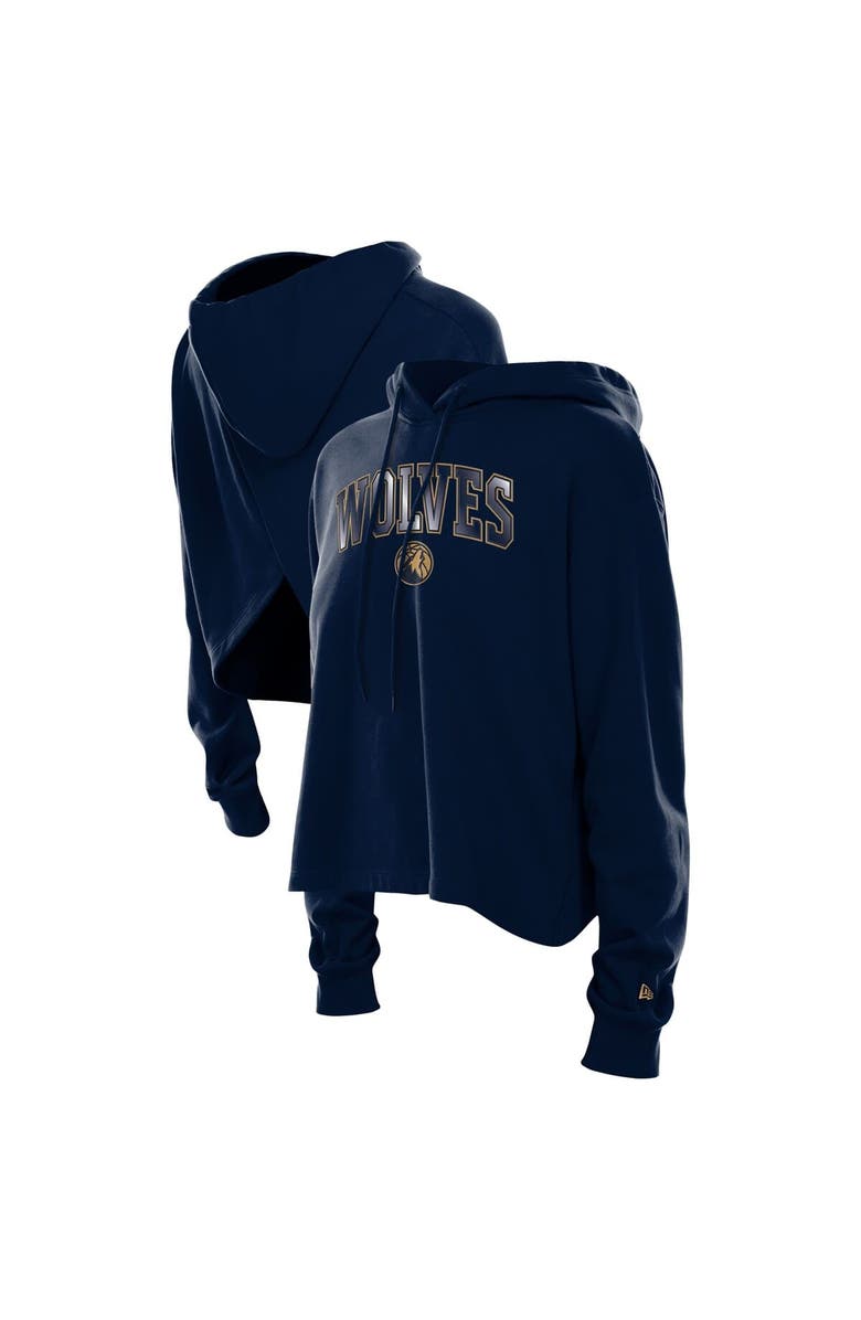 New Era Women
s New Era Navy Minnesota Timberwolves Glam Game Open Back Hoodie, Main, color, Navy