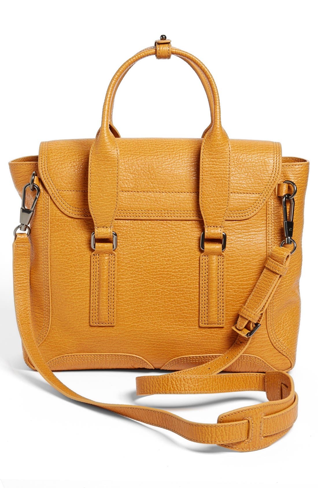 'Medium Pashli' Shark Embossed Leather Satchel, Alternate, color, AMBER/ GUNMETAL
