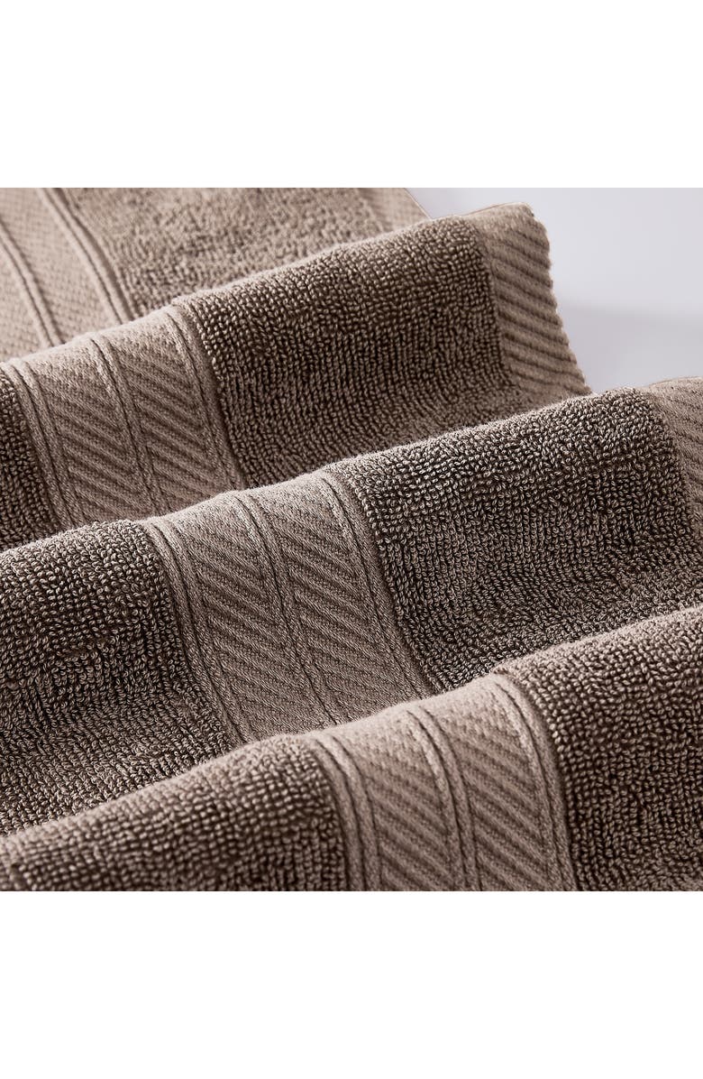 Modern Threads Trefoil Filigree Reversible Yarn-Dyed Jacquard 6-Piece Towel Set, Alternate, color, Mocha