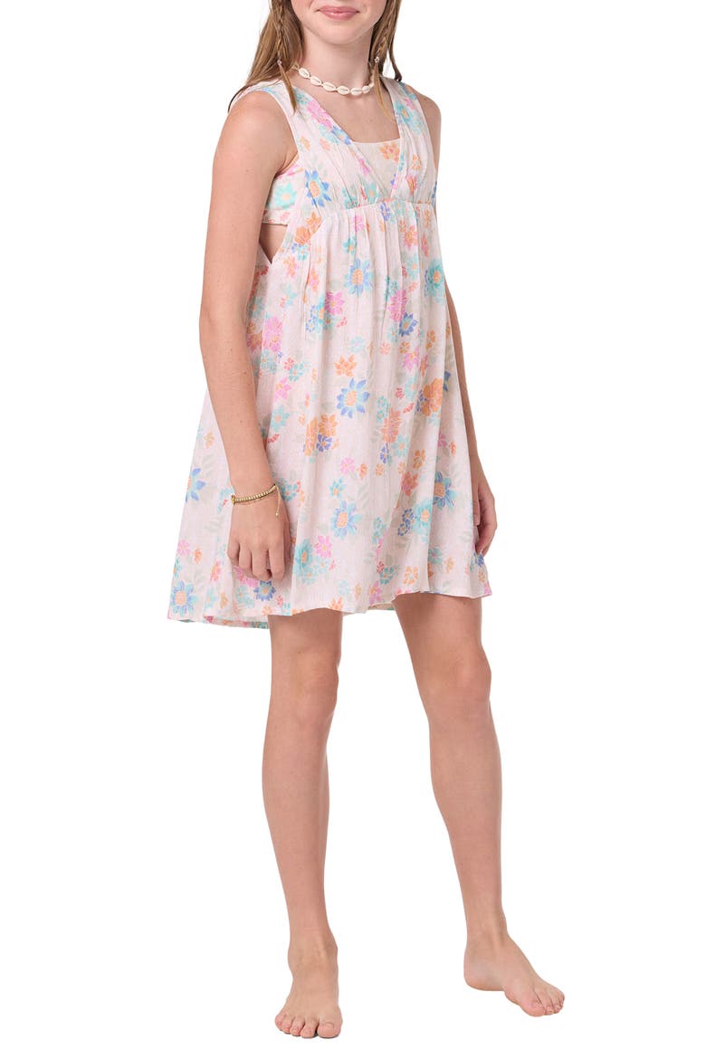 Kids' Leafy Floral Dress, Alternate, color, TAPIOCA