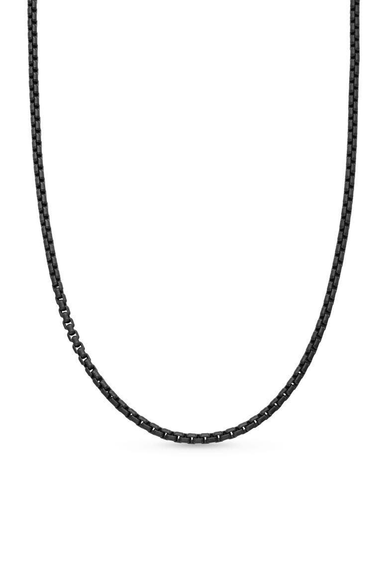 Box Chain Necklace in Darkened Sterling Silver, 2.7mm, Main, color, SILVER