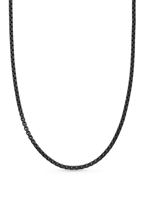 Box Chain Necklace in Darkened Sterling Silver, 2.7mm