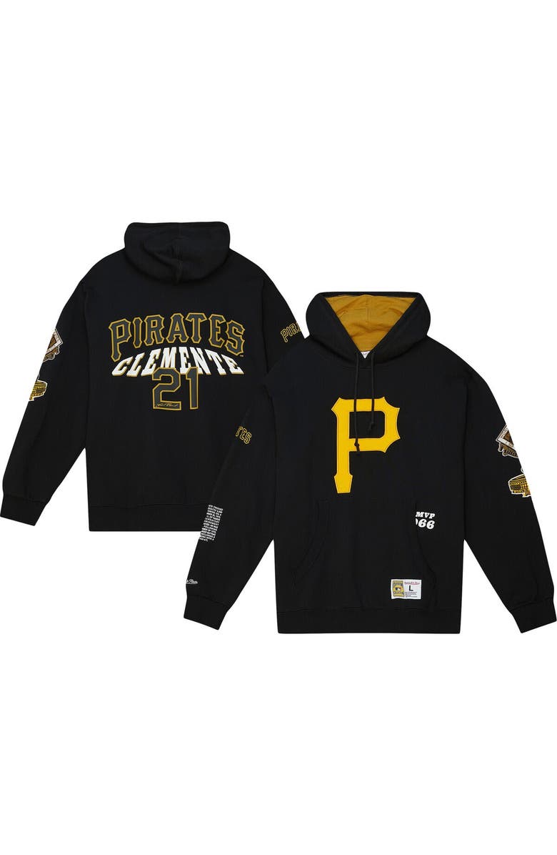 Mitchell & Ness Men's Mitchell & Ness Roberto Clemente Black Pittsburgh Pirates Legends Collection Fleece Pullover Hoodie, Main, color,