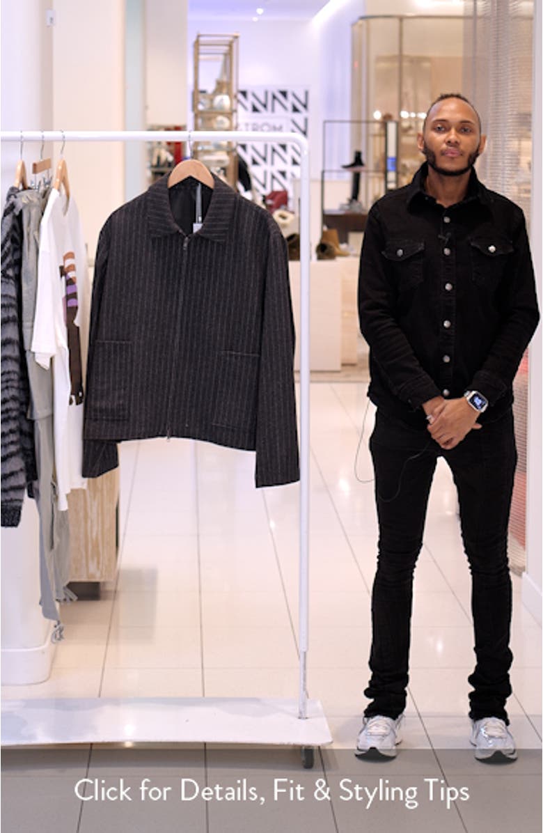 Harrington Pinstripe Wool Blend Jacket, sales video thumbnail