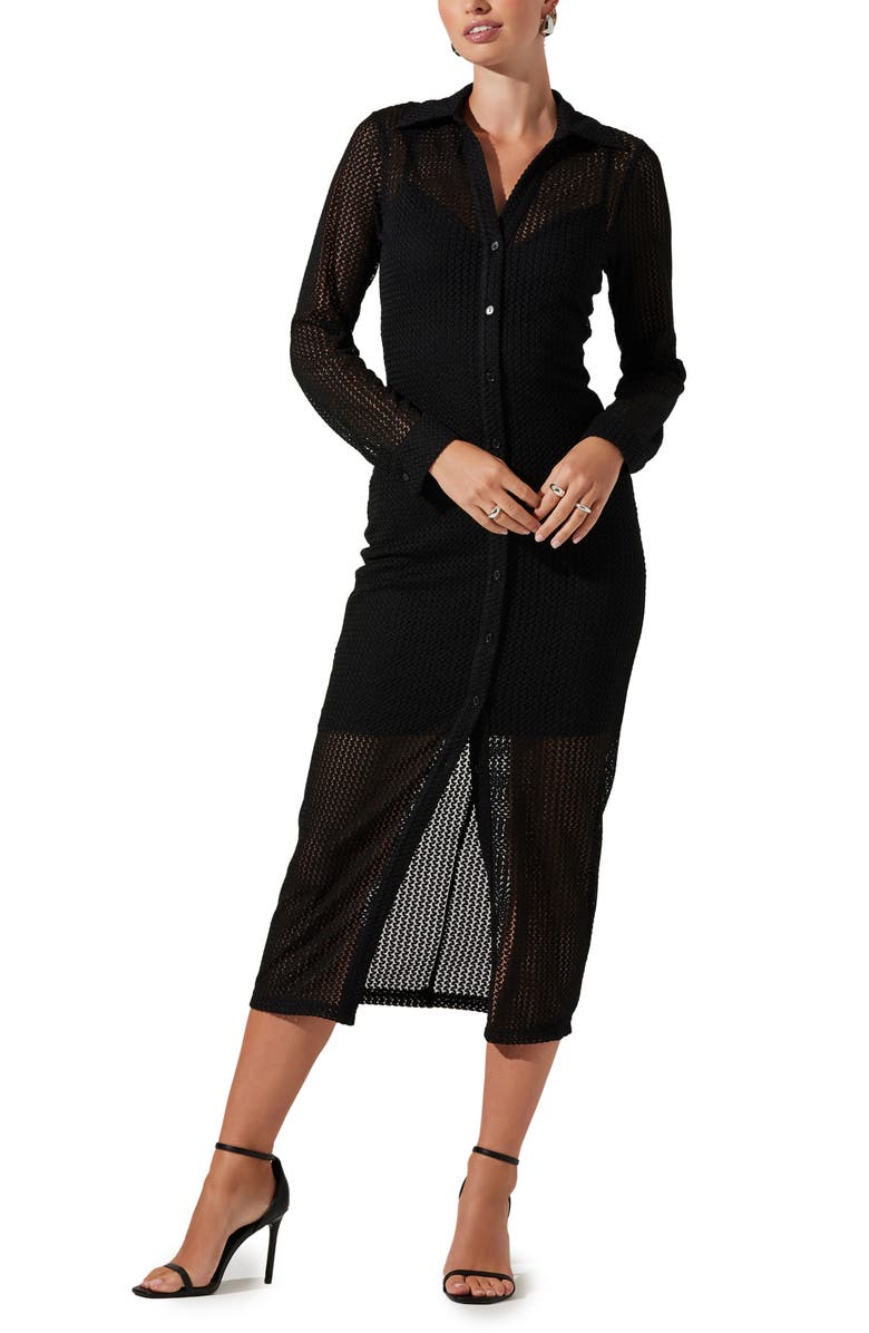 ASTR the Label Tawna Long Sleeve Midi Dress, Main, color, Black
