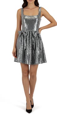 Lush Bow Appliqué Sequin Minidress