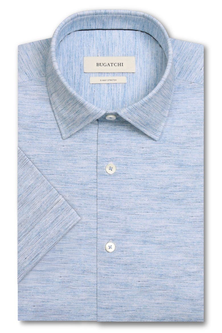 Miles OoohCotton® Space Dye Short Sleeve Button-Up Shirt, Alternate, color, WHITE