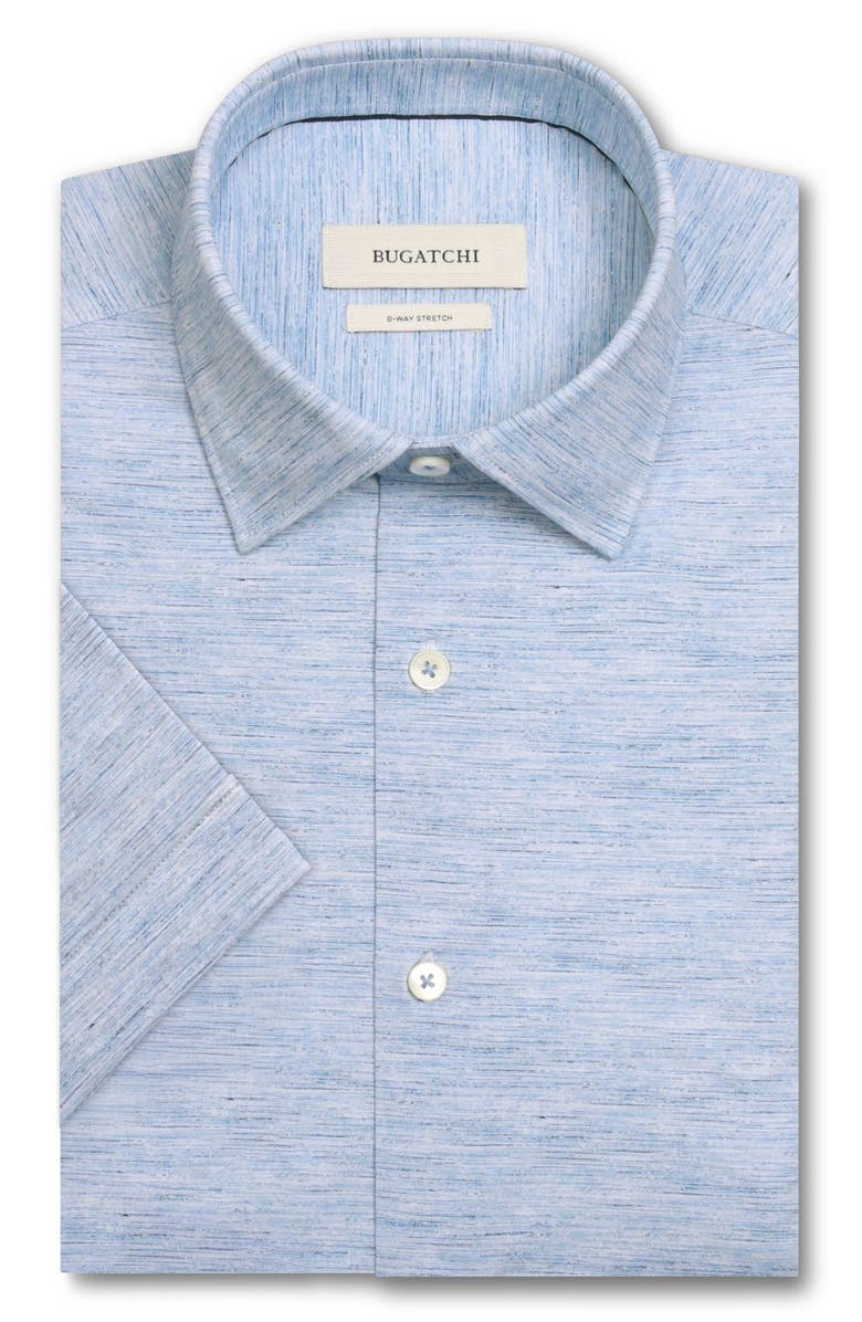 Bugatchi Miles OoohCotton<sup>®</sup> Space Dye Short Sleeve Button-Up Shirt, Alternate, color, White