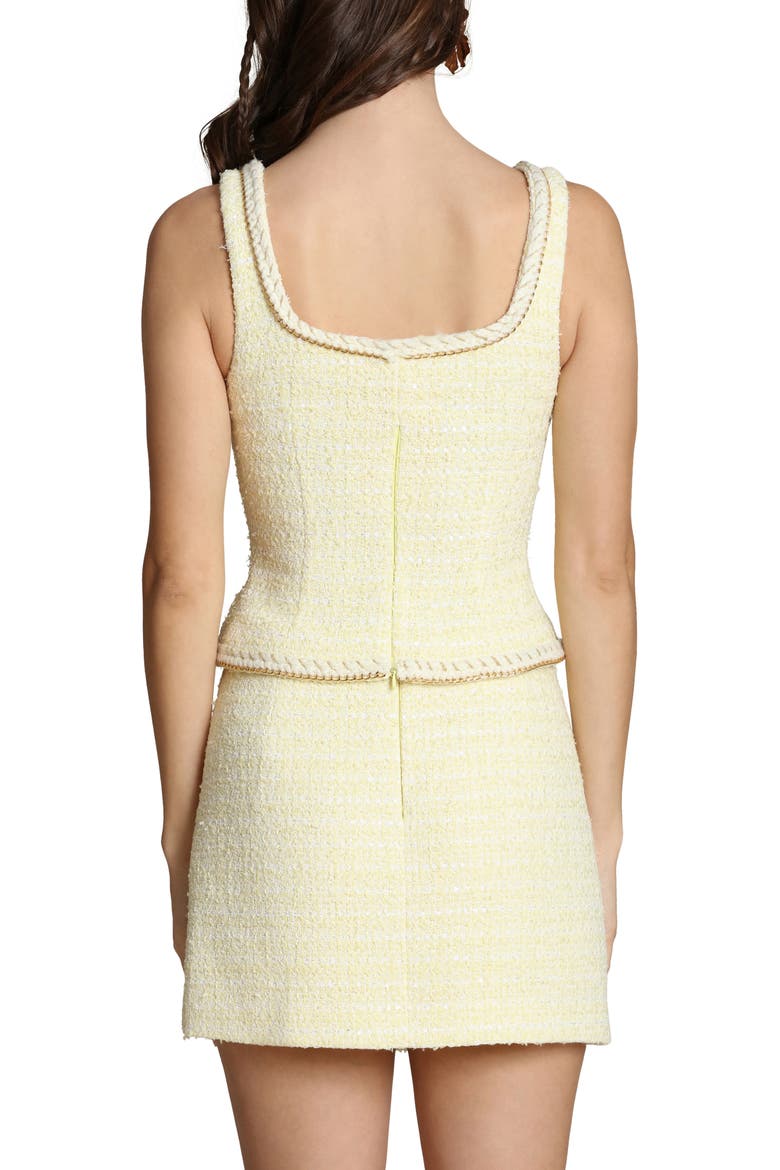 Chain Trim Sleeveless Tweed Top, Alternate, color, LIGHT YELLOW