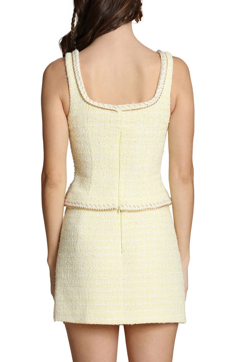 Avec Les Filles Chain Trim Sleeveless Tweed Top, Alternate, color, Light Yellow