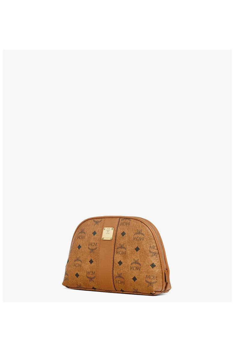 Aren Cosmetic Pouch in Visetos, Alternate, color, Cognac