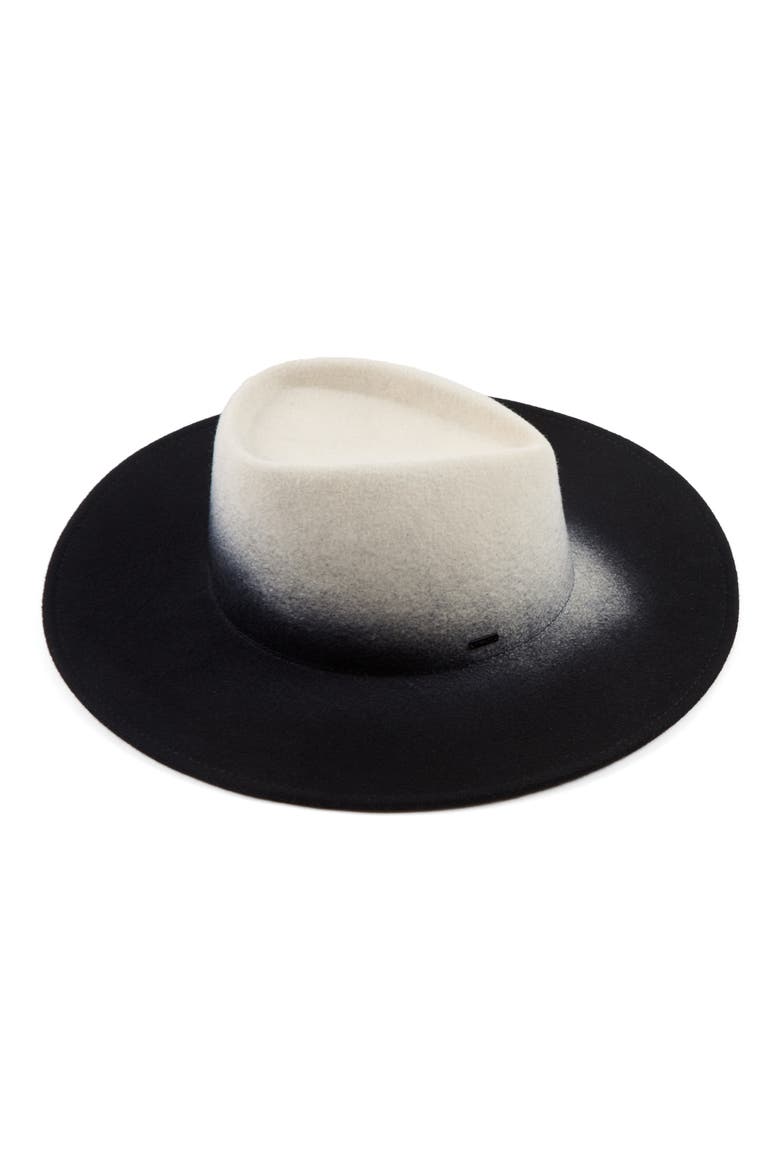 Harlowe Gradient Wool Felt Fedora, Alternate, color, WINTER WHITE/ BLACK