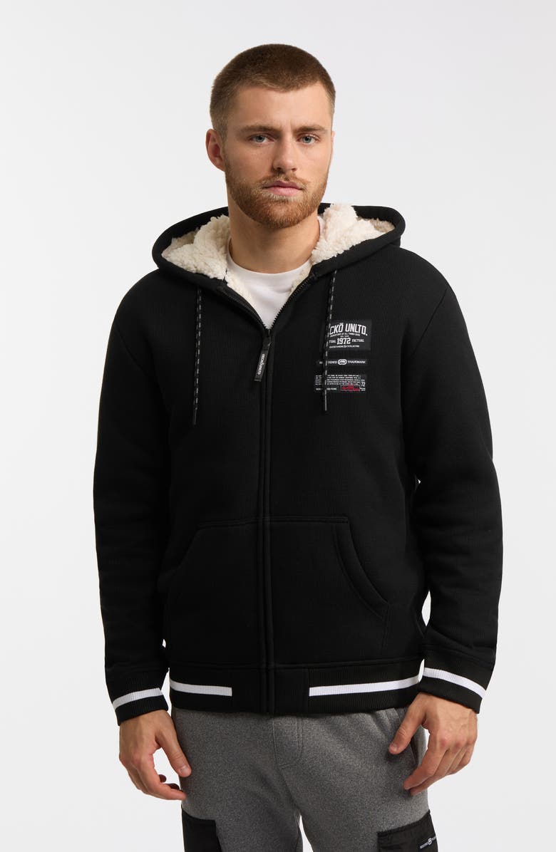 Ecko Unltd. One Hit Faux Shearling Hoodie, Main, color, Black