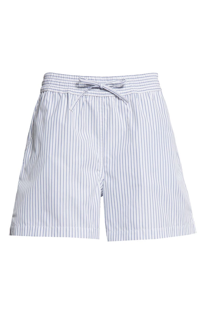 Róhe Holiday Pinstripe Cotton Shorts, Alternate, color, White Blue Stripe