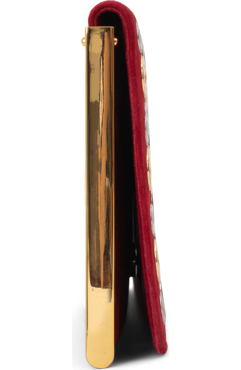 Jeffrey Campbell Suede Clutch, Alternate, color, Red Suede Silver Gold