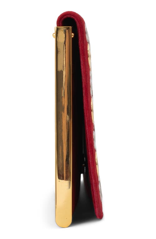 Jeffrey Campbell Suede Clutch In Red Suede Silver Gold