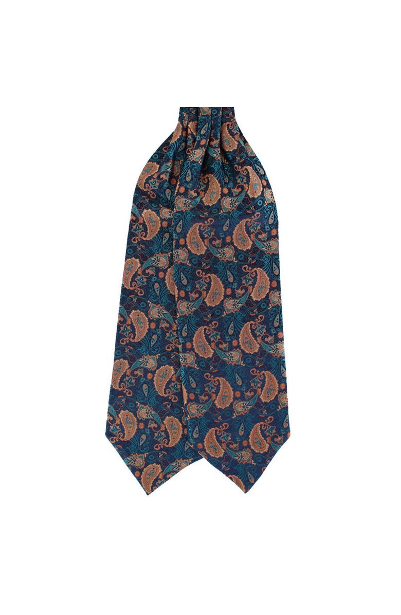 Trafalgar The Prince Stately Paisley Silk Ascot, Alternate, color, Blue Paisley