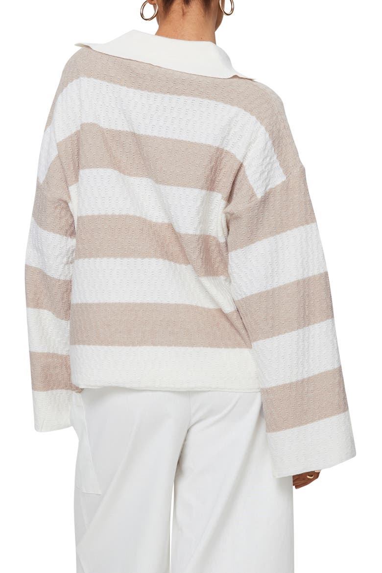 Rick Oversize Stripe Collar Sweater, Alternate, color, WHITE/ BEIGE