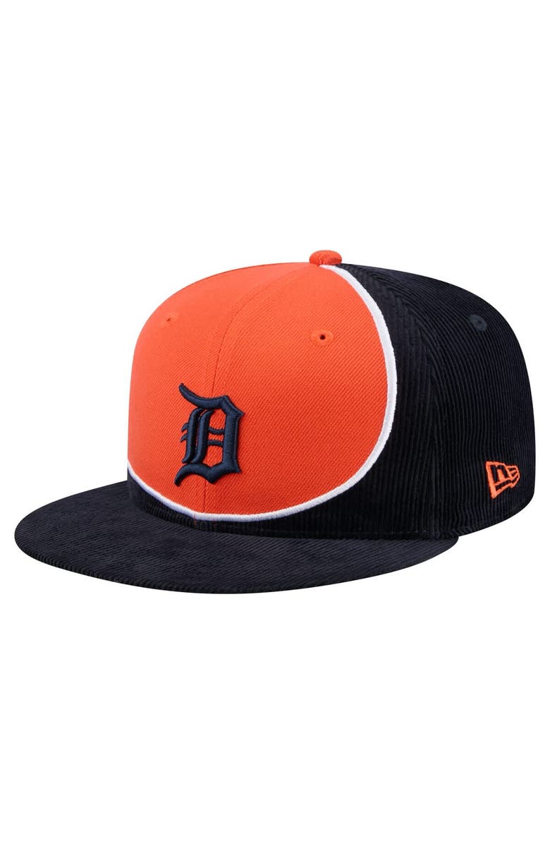 New Era Men's New Era Navy/Orange Detroit Tigers Retro Split Corduroy Snapback Hat, Main, color, Navy